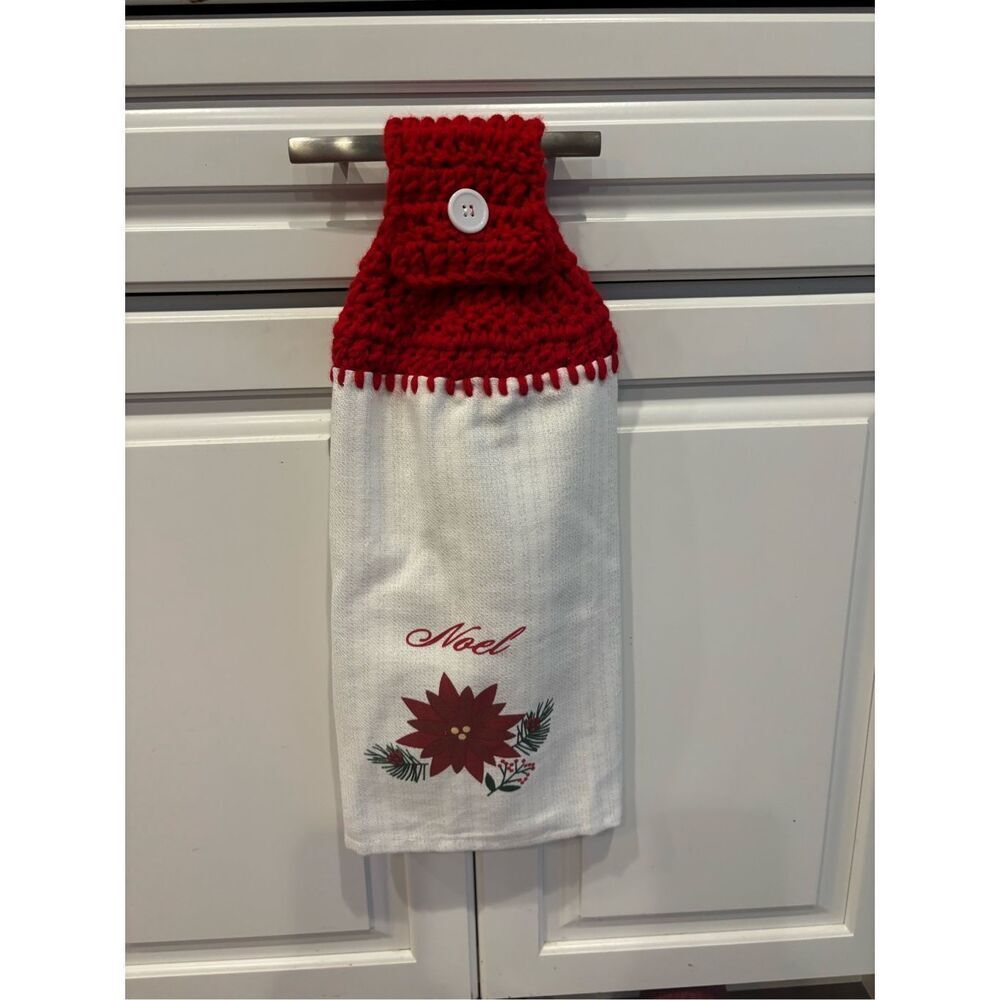 Crochet Top Kitchen Towel-Noel (poinsettia)
